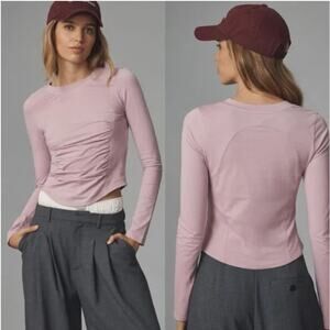 Anthropologie Daily Practice Womens Long Sleeve Seamed Tee Size XL Lilac Purple